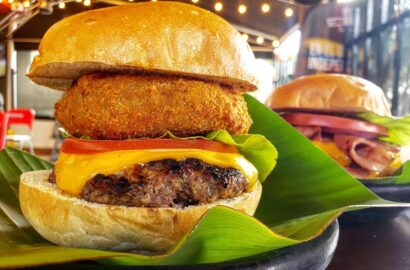 Hamburgesa en hoja de bijao